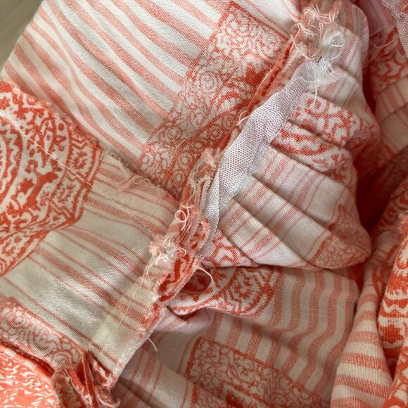 Vintage 1950s Sundress Sz Small Bernie Sobel Orange White Geometric Pleated - Picture 9 of 16